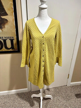 ModCloth Geometric Mini Dress in Yellow & Gray Size Medium